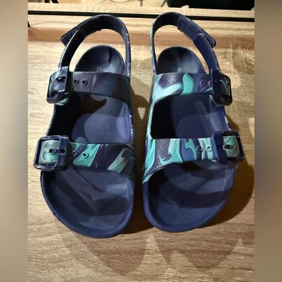 𝅺HARPER CANYON Boy's Turquoise Aqua Sandals Sz 10 Double Strap - Picture 1 of 4